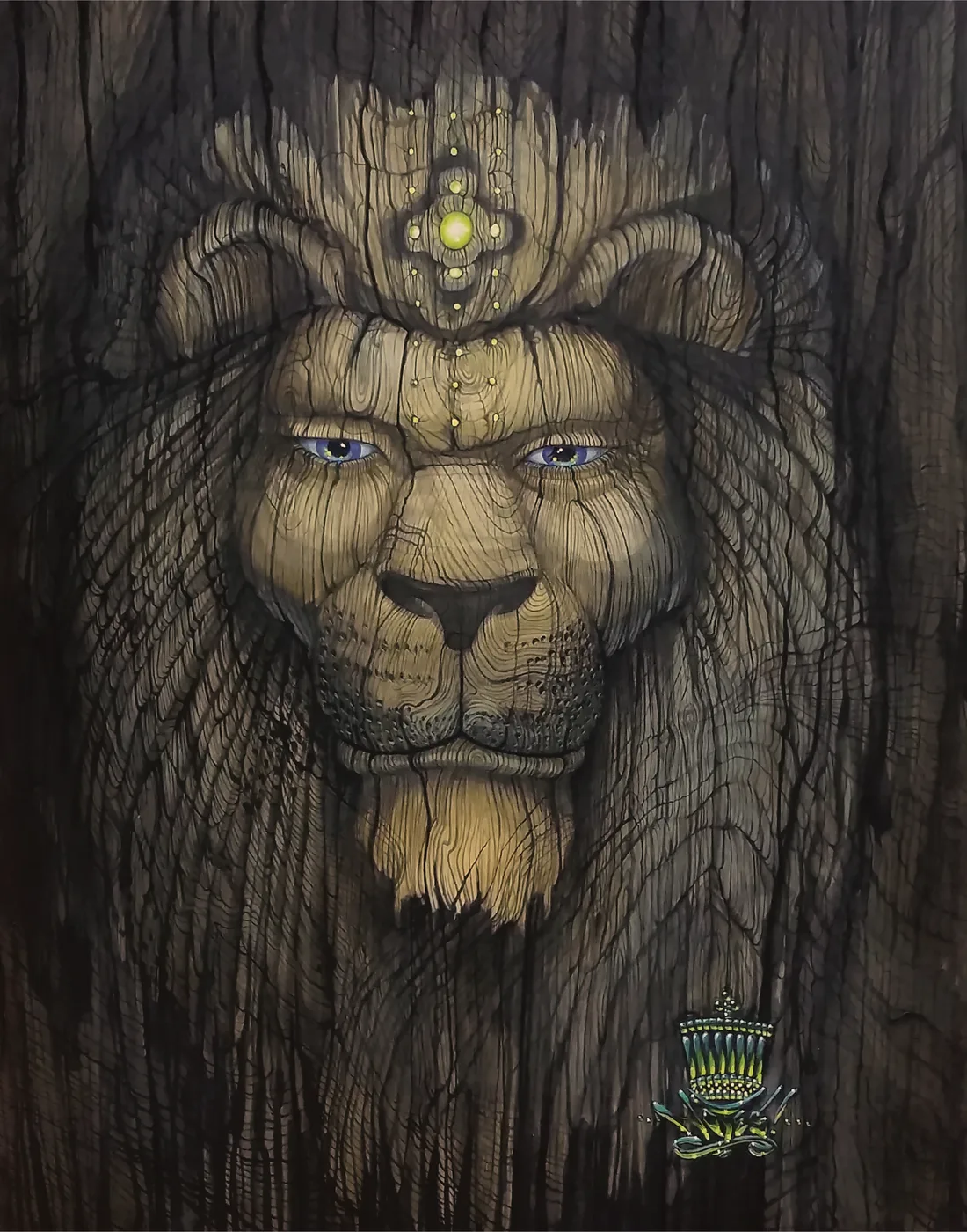 Wood Lion artwork by Derek Notes Leitch